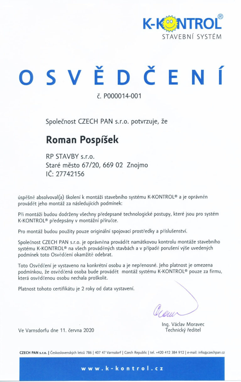 Certifikat k kontrol 