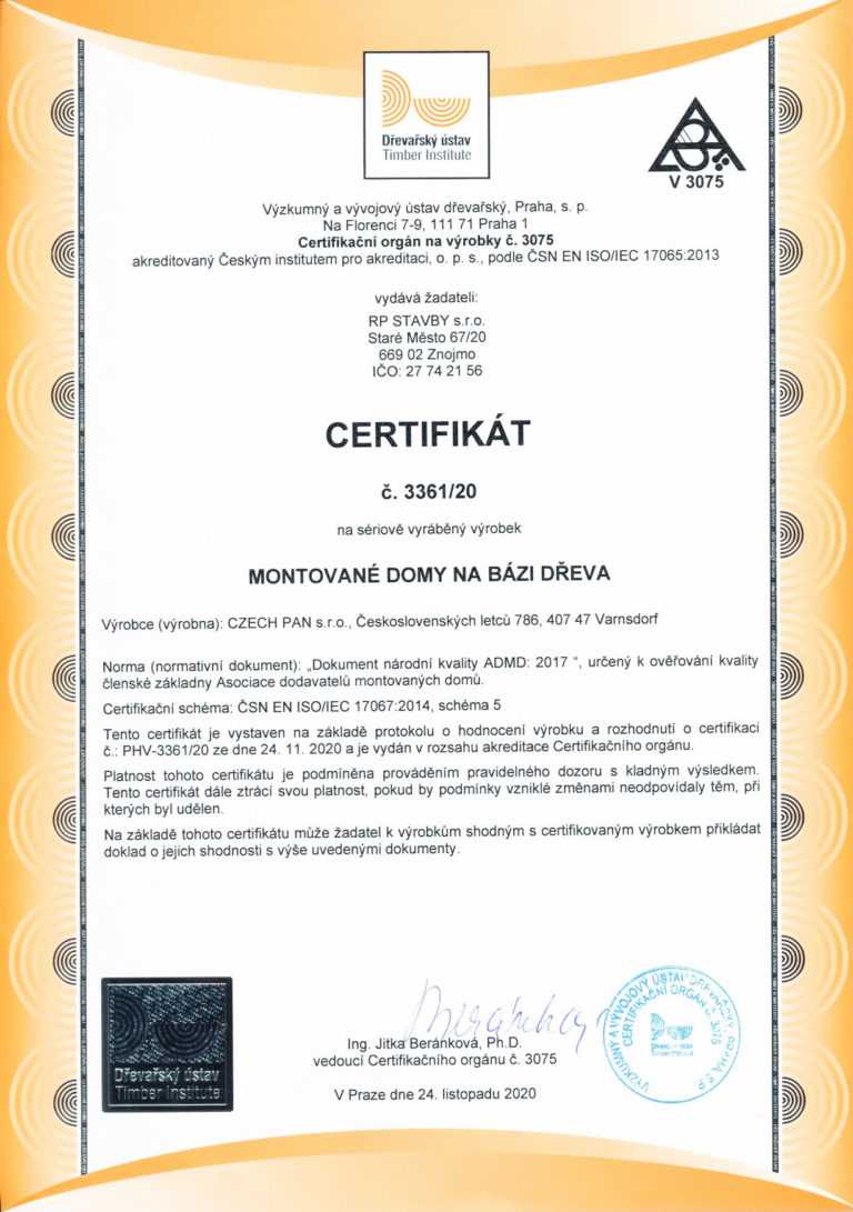 Certifikat montovane stavby