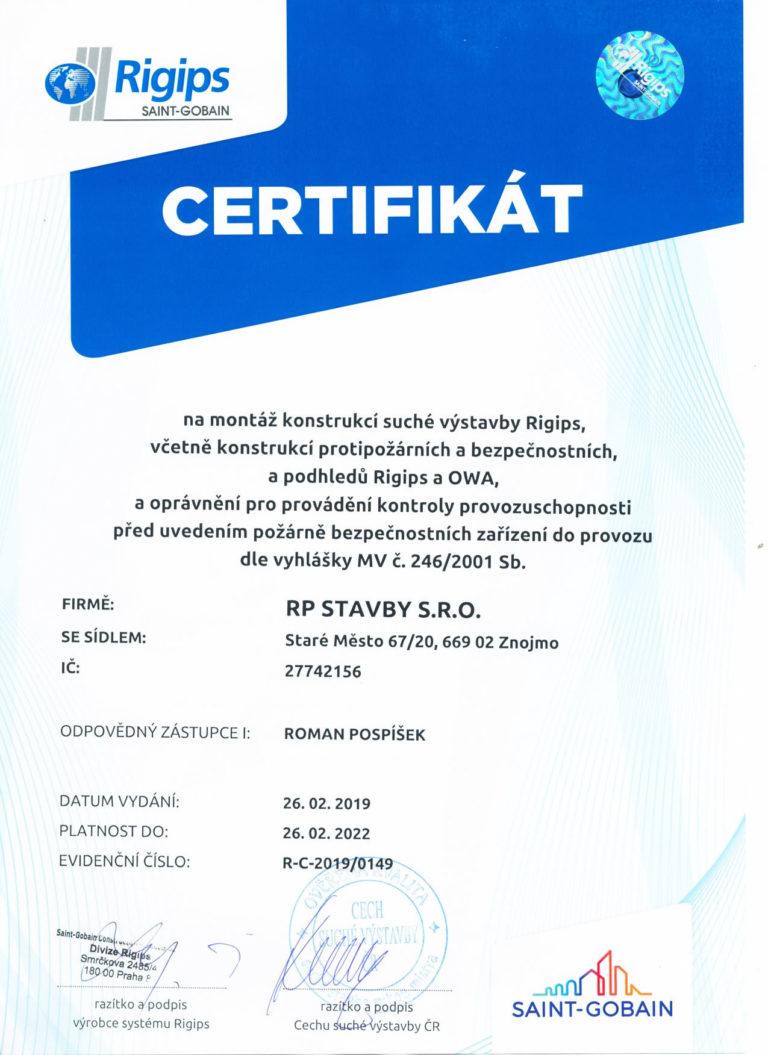 Certifikat rigips